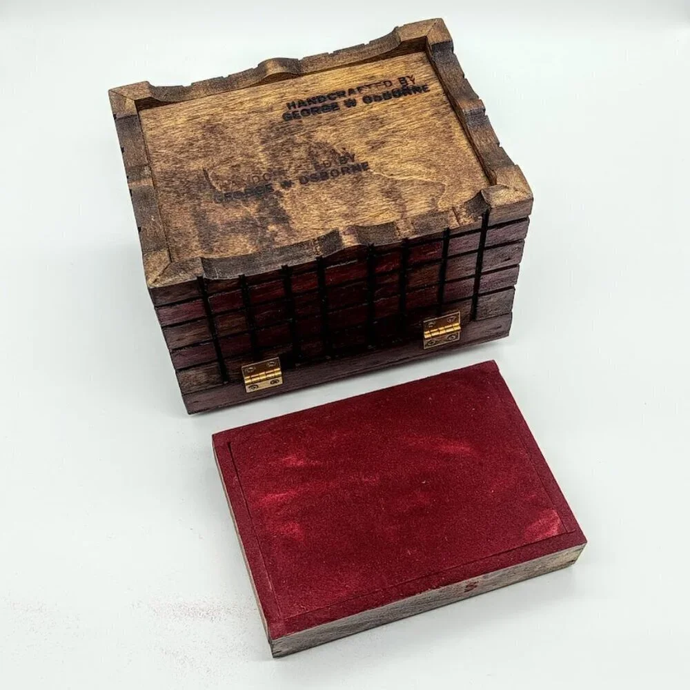 George W. Osborne Handmade Wood Hearts Hinged Box